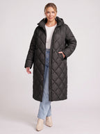 Latiqua Quilted Longline Coat – Padded Jacket Women Ladies Hooded Winter Warm Outerwear Long Coat
