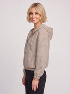Gridelle Plaid Hooded Crop Jacket – Oversized Zip-Up Women Casual Autumn Streetwear Hooded Crop Jacket