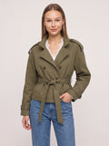 Lacette Double-Breasted Trench Jacket – Belted Short Women Casual Autumn Work Office Jacket