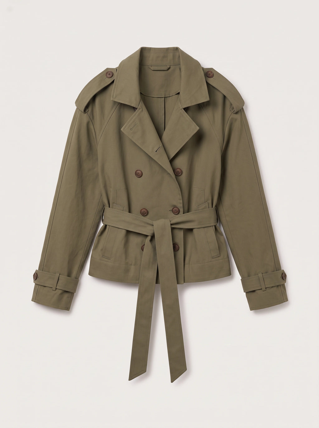 Lacette Double-Breasted Trench Jacket – Belted Short Women Casual Autumn Work Office Jacket