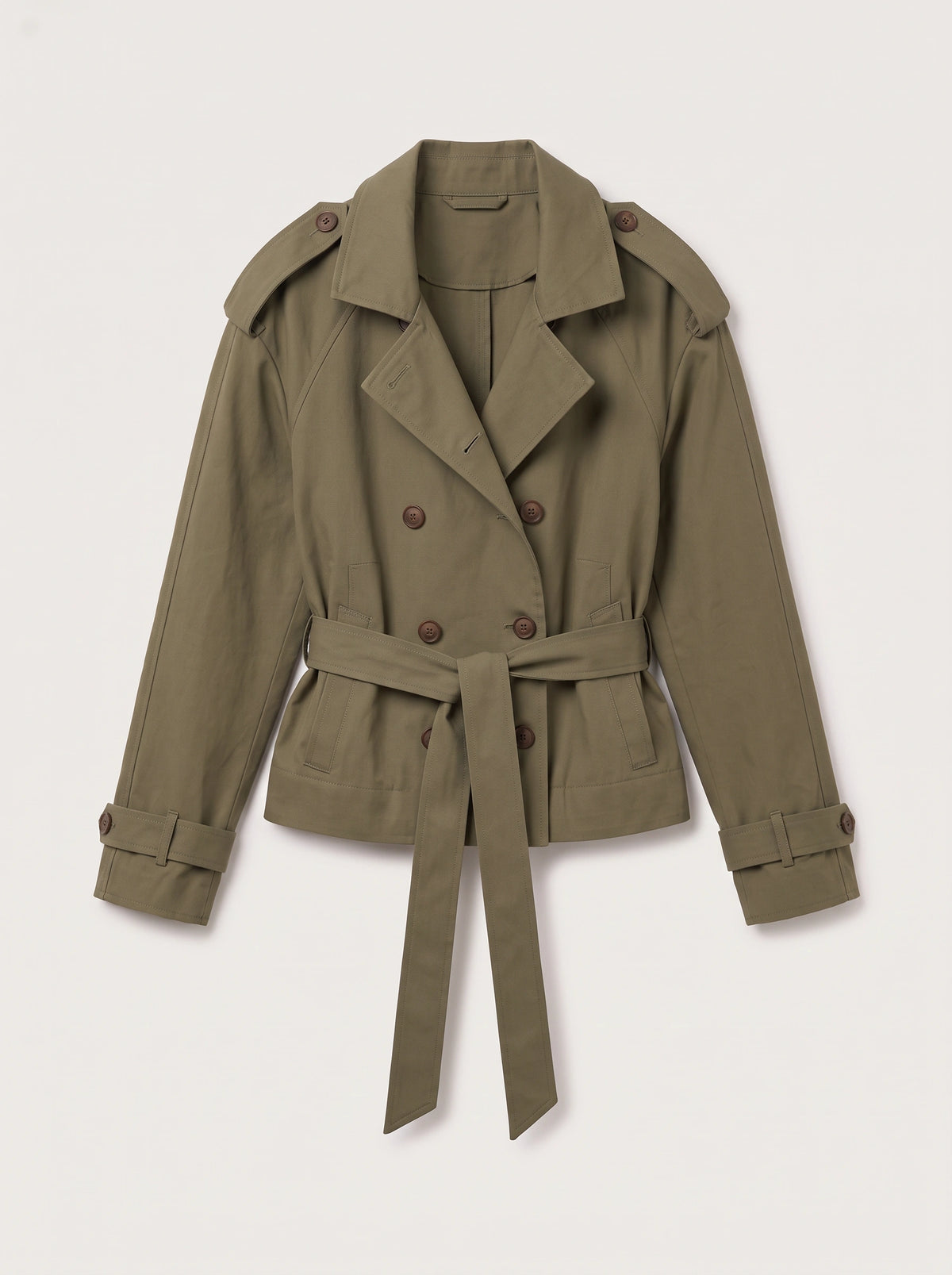 Lacette Double-Breasted Trench Jacket – Belted Short Women Casual Autumn Work Office Jacket