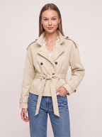 Lacette Double-Breasted Trench Jacket – Belted Short Women Casual Autumn Work Office Jacket