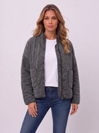Diaquenne Quilted Bomber Jacket – Women Casual Autumn Lightweight Zip Front High Collar Jacket