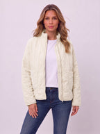 Diaquenne Quilted Bomber Jacket – Women Casual Autumn Lightweight Zip Front High Collar Jacket