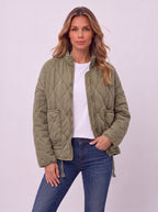 Diaquenne Quilted Bomber Jacket – Women Casual Autumn Lightweight Zip Front High Collar Jacket