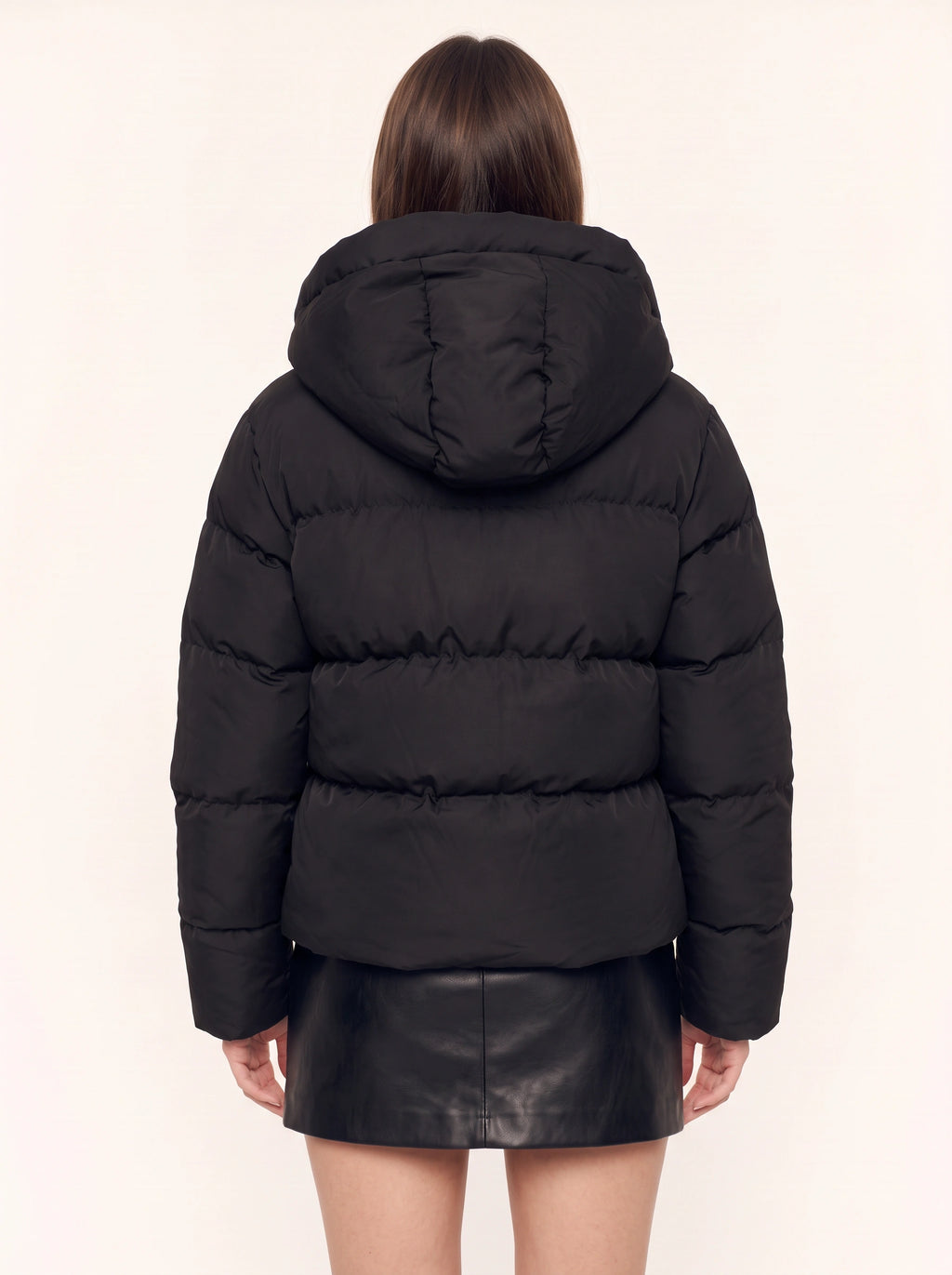 Baffnel Oversized Hooded Puffer Jacket – Women Padded Zip Front Winter Outerwear Cropped Puffer Coat