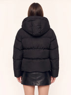 Baffnel Oversized Hooded Puffer Jacket – Women Padded Zip Front Winter Outerwear Cropped Puffer Coat