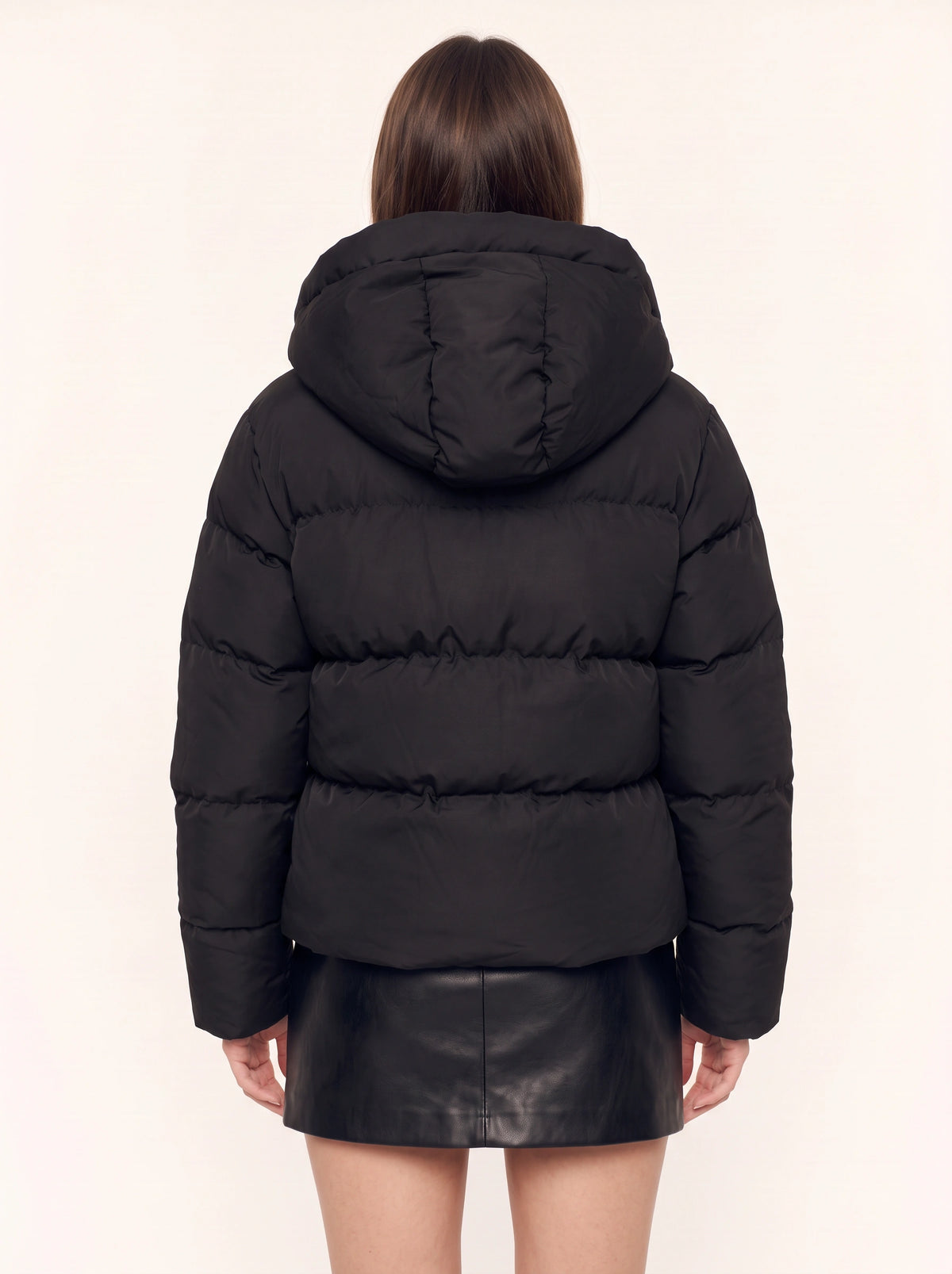 Baffnel Oversized Hooded Puffer Jacket – Women Padded Zip Front Winter Outerwear Cropped Puffer Coat