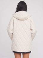 Diamyne Oversized Quilted Longline Coat – Diamond Quilted Women Hooded Puffer Jacket Casual Autumn Winter Longline Coat