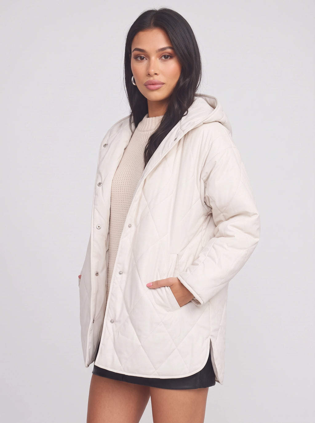 Diamyne Oversized Quilted Longline Coat – Diamond Quilted Women Hooded Puffer Jacket Casual Autumn Winter Longline Coat