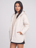 Diamyne Oversized Quilted Longline Coat – Diamond Quilted Women Hooded Puffer Jacket Casual Autumn Winter Longline Coat