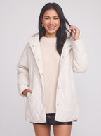 Diamyne Oversized Quilted Longline Coat – Diamond Quilted Women Hooded Puffer Jacket Casual Autumn Winter Longline Coat