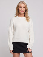Balovyn Waffle Knit Crew Neck Jumper – Balloon Sleeve Oversized Relaxed Women Casual Autumn Winter Knitwear