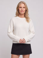 Balovyn Waffle Knit Crew Neck Jumper – Balloon Sleeve Oversized Relaxed Women Casual Autumn Winter Knitwear