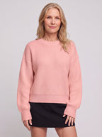 Balovyn Waffle Knit Crew Neck Jumper – Balloon Sleeve Oversized Relaxed Women Casual Autumn Winter Knitwear