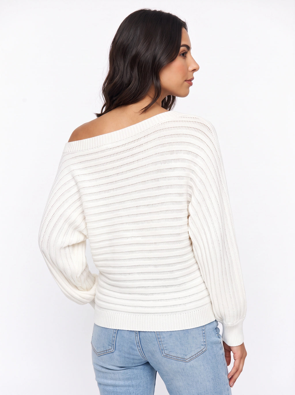 Diagona Off-Shoulder Ribbed Knit Jumper – Batwing Sleeve Women Casual Autumn Winter Oversized Jumper
