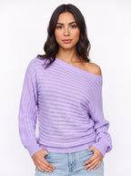 Diagona Off-Shoulder Ribbed Knit Jumper – Batwing Sleeve Women Casual Autumn Winter Oversized Jumper