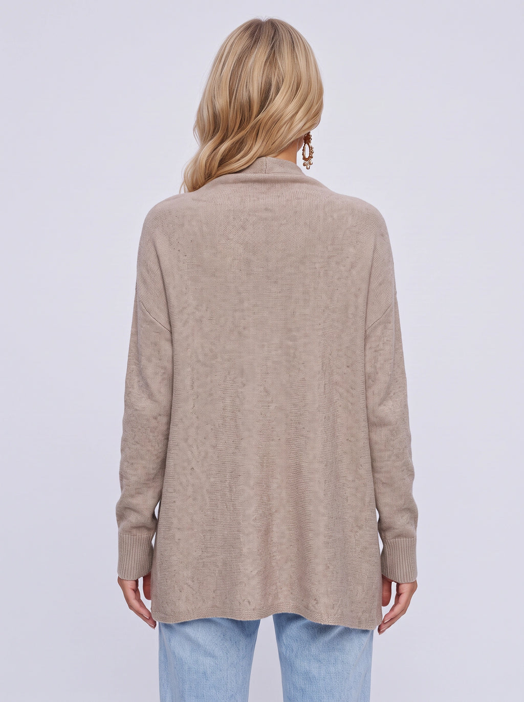 Diagasca Draped Fringe Cardigan – Women Oversized Cowl Neck Open Front Autumn Winter Knit Cardigan