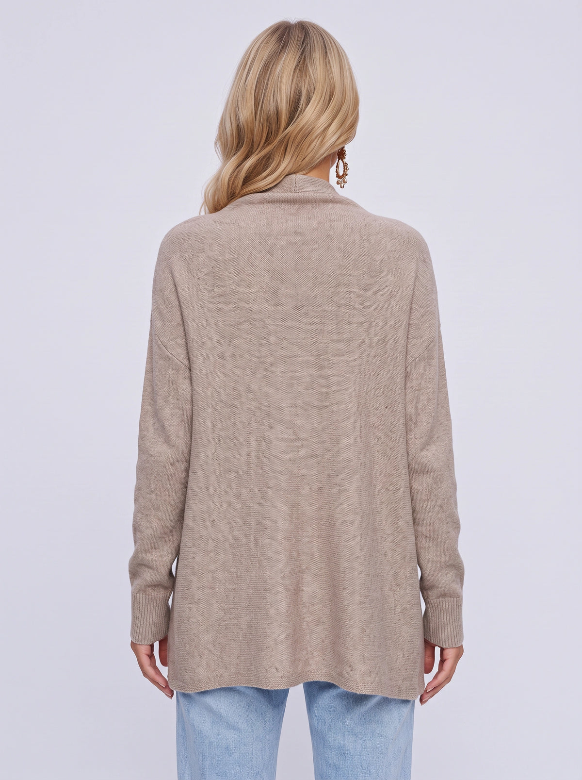 Diagasca Draped Fringe Cardigan – Women Oversized Cowl Neck Open Front Autumn Winter Knit Cardigan