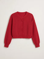 Ridjenne Button-Front Crop Cardigan – Ribbed Knit Women Autumn Office Casual Workwear Crop Cardigan