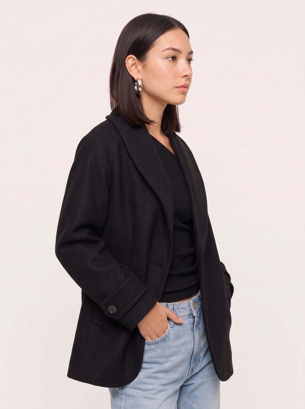 Contrell Longline Single-Breasted Blazer – Oversized Blazer Women Tailored Office Casual Workwear Jacket