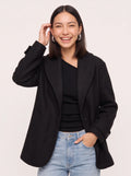 Contrell Longline Single-Breasted Blazer – Oversized Blazer Women Tailored Office Casual Workwear Jacket