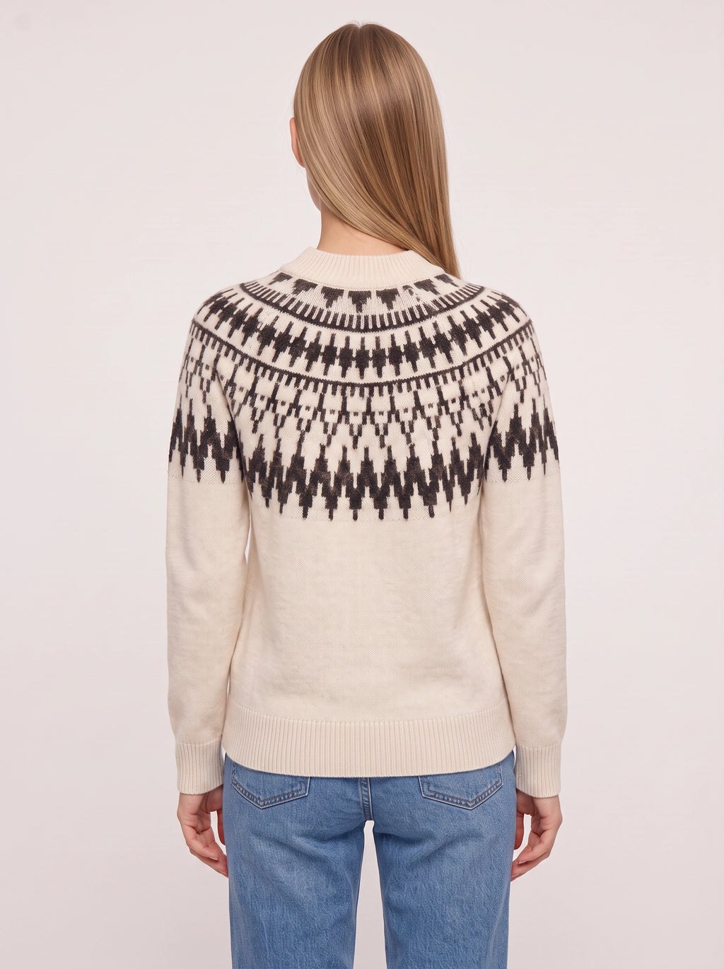 Jagrada Fair Isle Yoke Jumper – Nordic Pattern Women Knit Crew Neck Long Sleeve Casual Winter Jumper