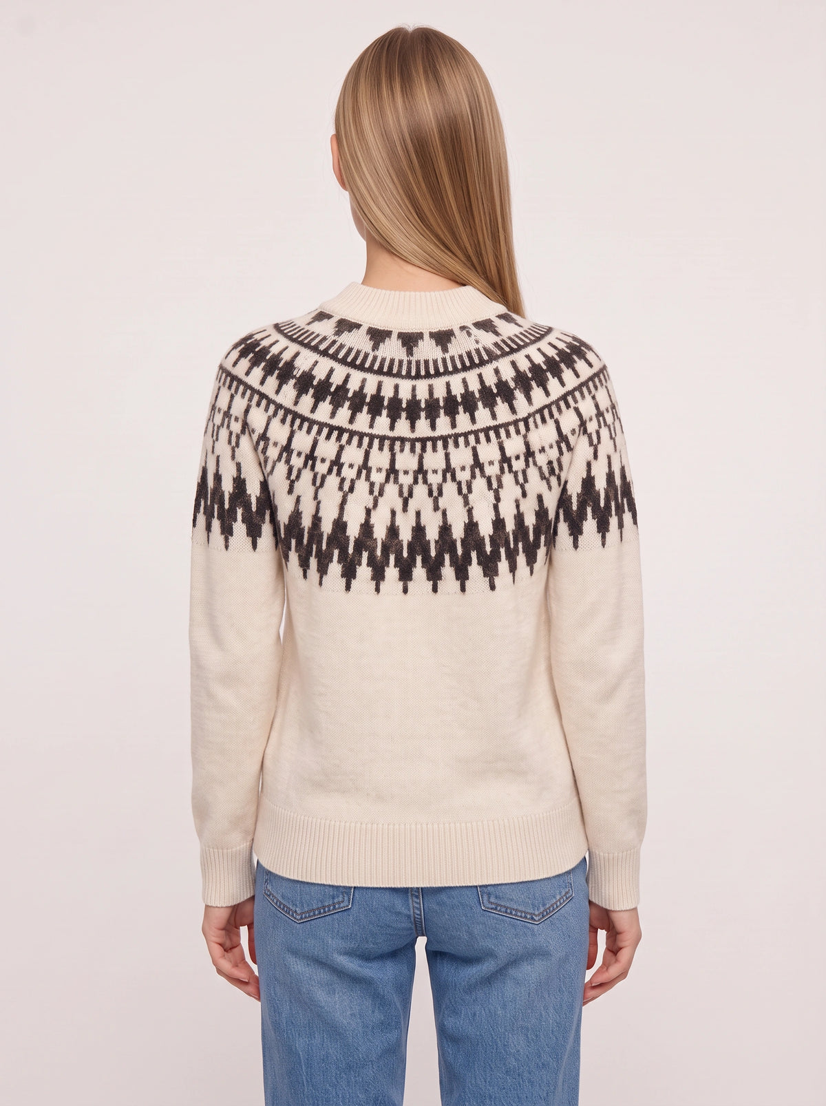 Jagrada Fair Isle Yoke Jumper – Nordic Pattern Women Knit Crew Neck Long Sleeve Casual Winter Jumper