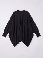 Diagwyn Asymmetric Poncho Sweater – Oversized Knit Cape Ribbed Sleeve Women Jumper Longline Top