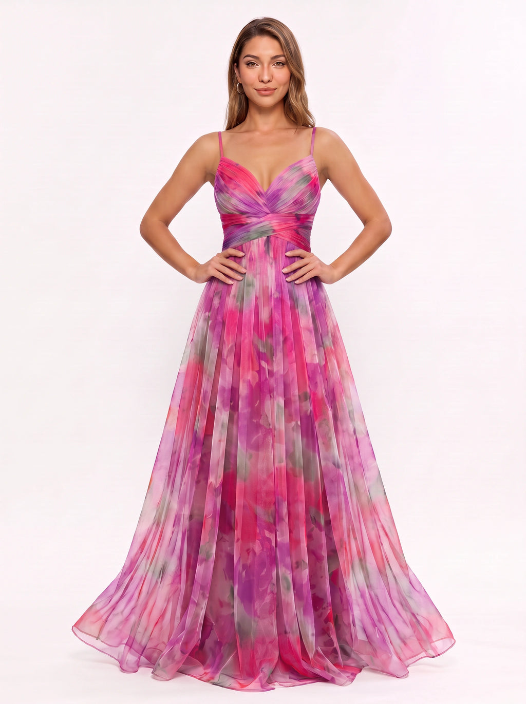 Chevra Plunge Neck Maxi Dress – Floral Print Women Formal Wedding Guest Evening Party Maxi Dress