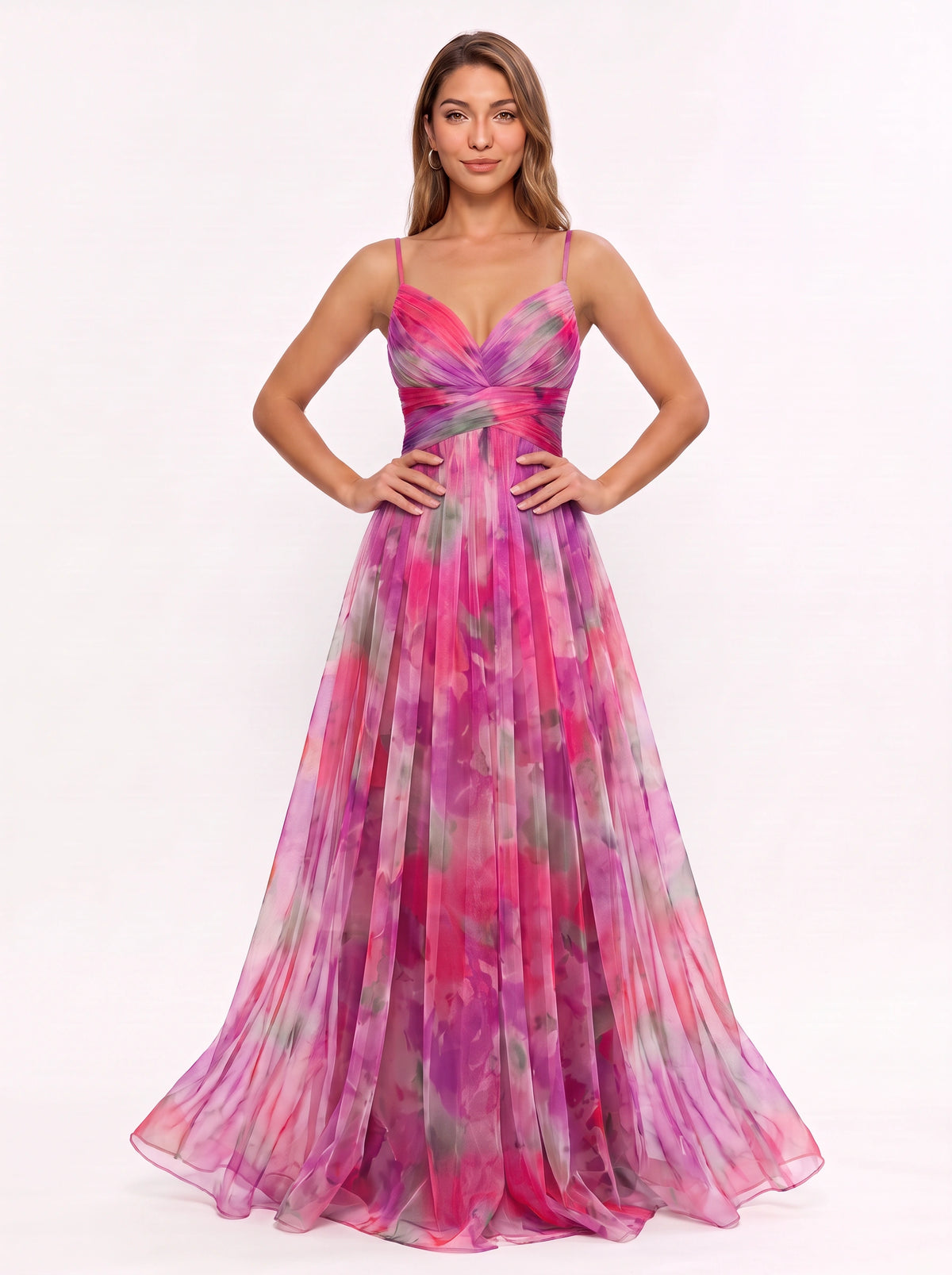 Chevra Plunge Neck Maxi Dress – Floral Print Women Formal Wedding Guest Evening Party Maxi Dress