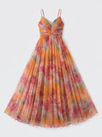 Chevra Plunge Neck Maxi Dress – Floral Print Women Formal Wedding Guest Evening Party Maxi Dress