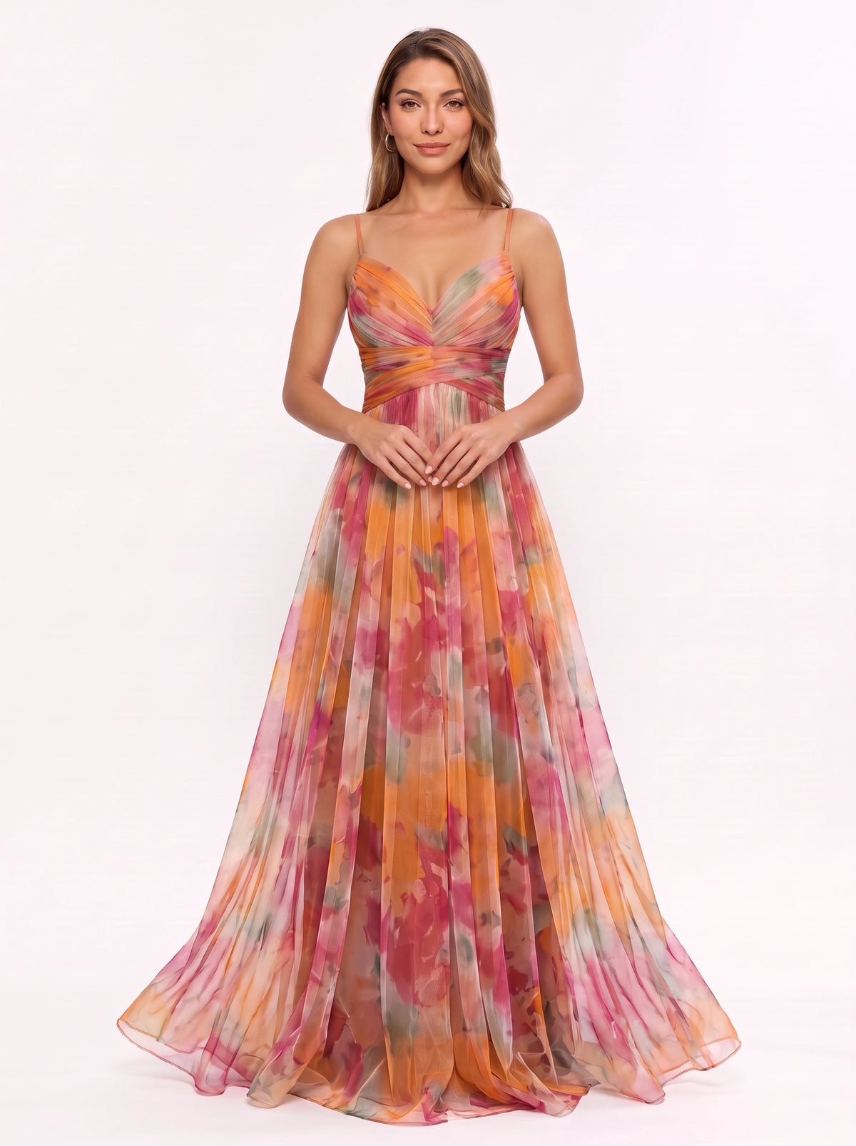 Chevra Plunge Neck Maxi Dress – Floral Print Women Formal Wedding Guest Evening Party Maxi Dress