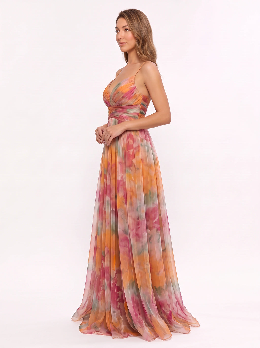 Chevra Plunge Neck Maxi Dress – Floral Print Women Formal Wedding Guest Evening Party Maxi Dress