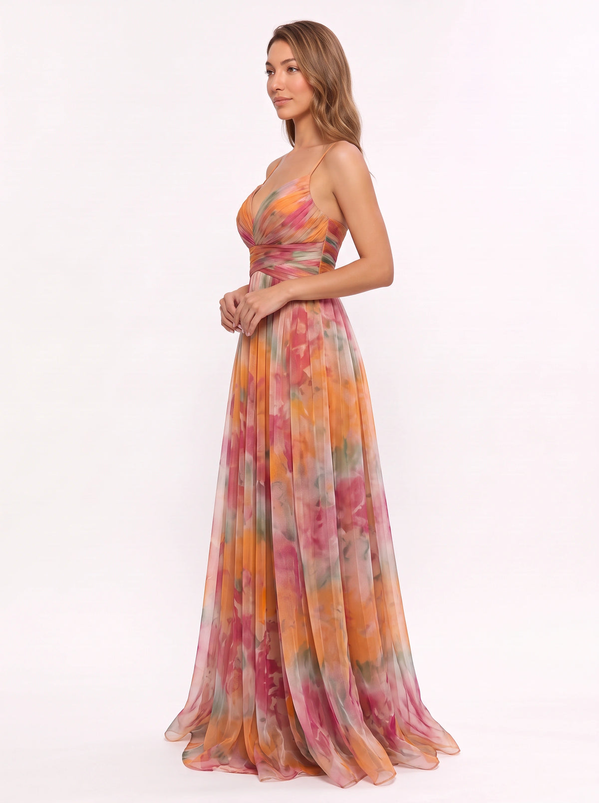 Chevra Plunge Neck Maxi Dress – Floral Print Women Formal Wedding Guest Evening Party Maxi Dress