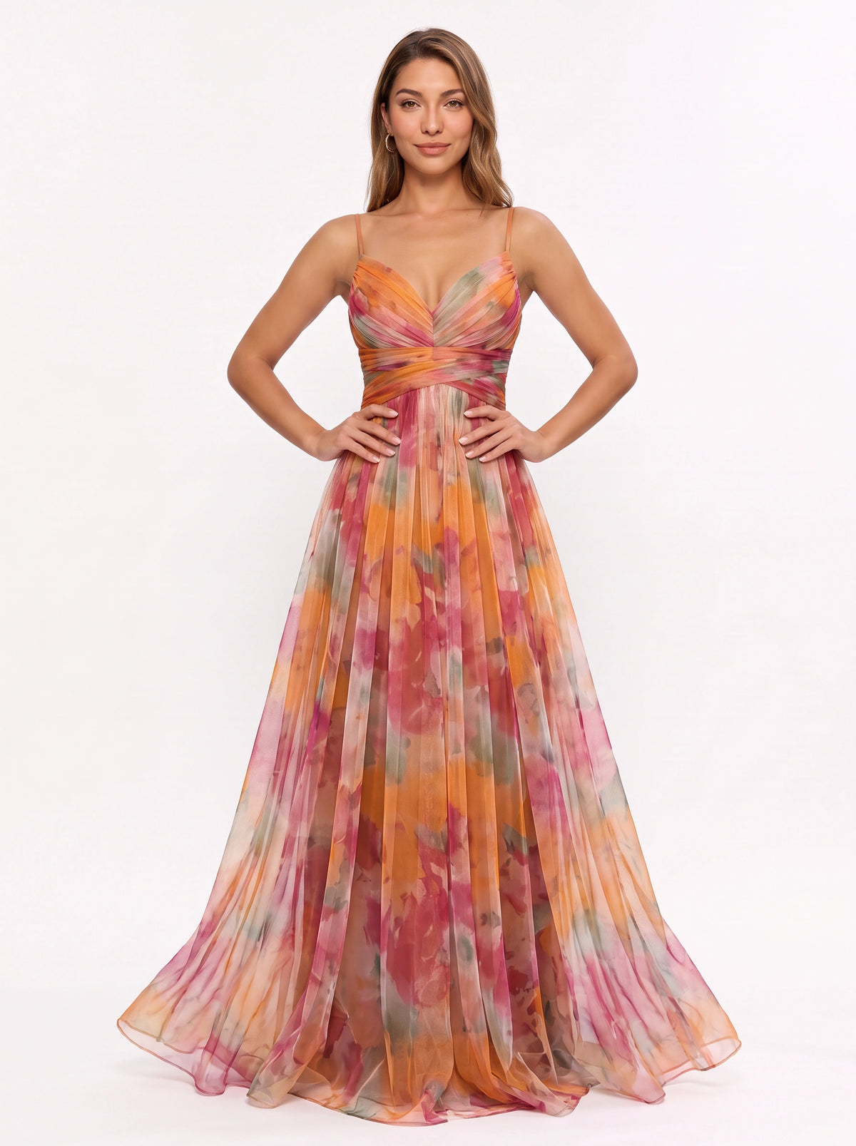 Chevra Plunge Neck Maxi Dress – Floral Print Women Formal Wedding Guest Evening Party Maxi Dress
