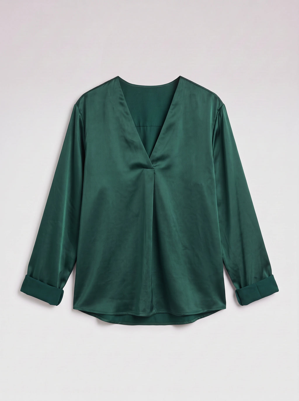 Vafold Satin V-Neck Blouse – Long Sleeve Shirt Women Formal Office Party Elegant Evening Satin Top