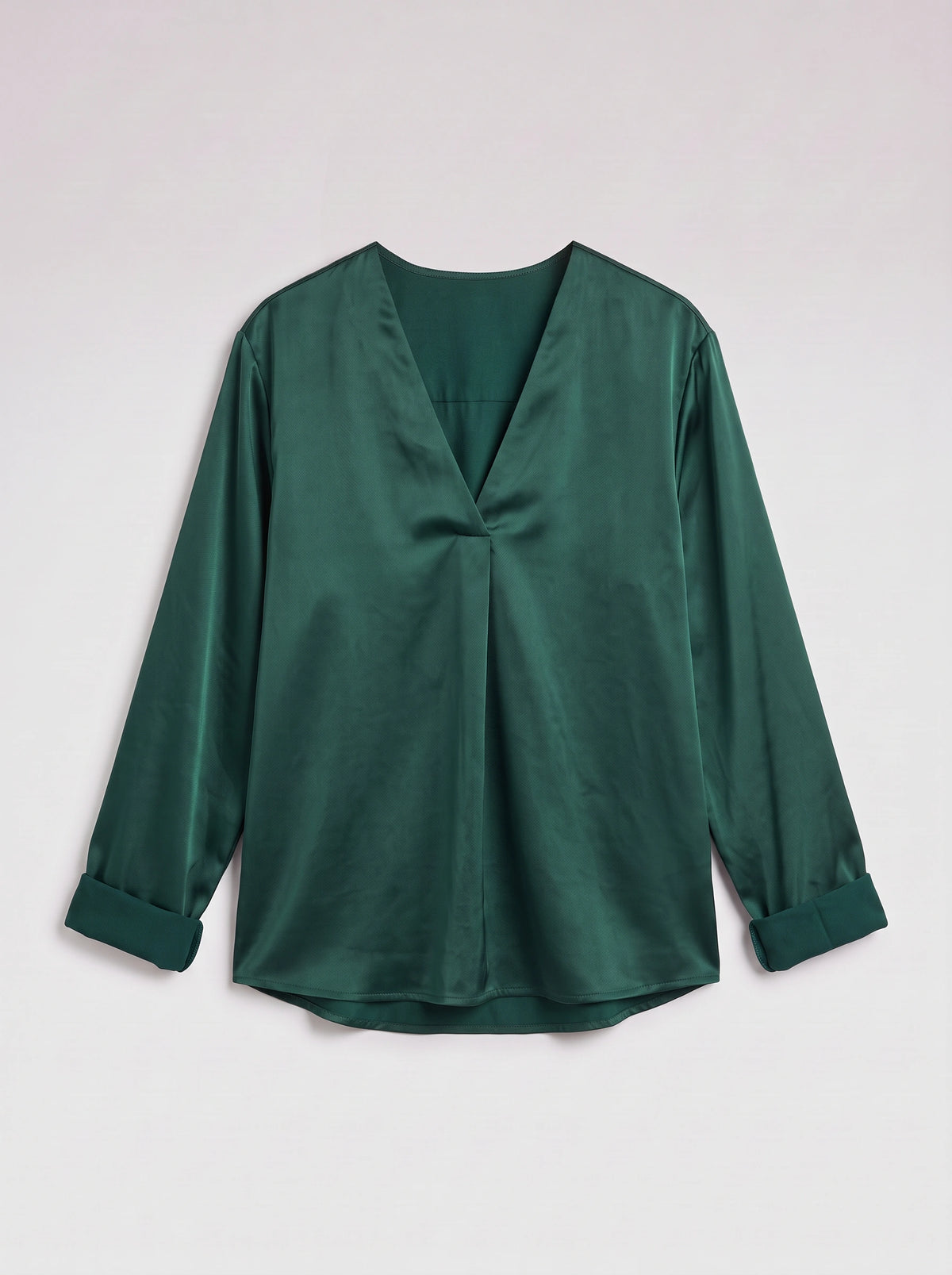 Vafold Satin V-Neck Blouse – Long Sleeve Shirt Women Formal Office Party Elegant Evening Satin Top