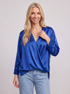 Vafold Satin V-Neck Blouse – Long Sleeve Shirt Women Formal Office Party Elegant Evening Satin Top
