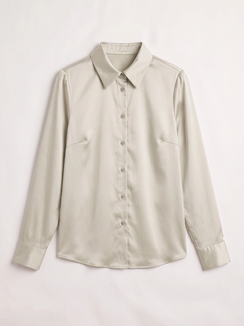 Poyntra Classic Collar Shirt – Satin Blouse Women Office Work Formal Elegant Long Sleeve Shirt