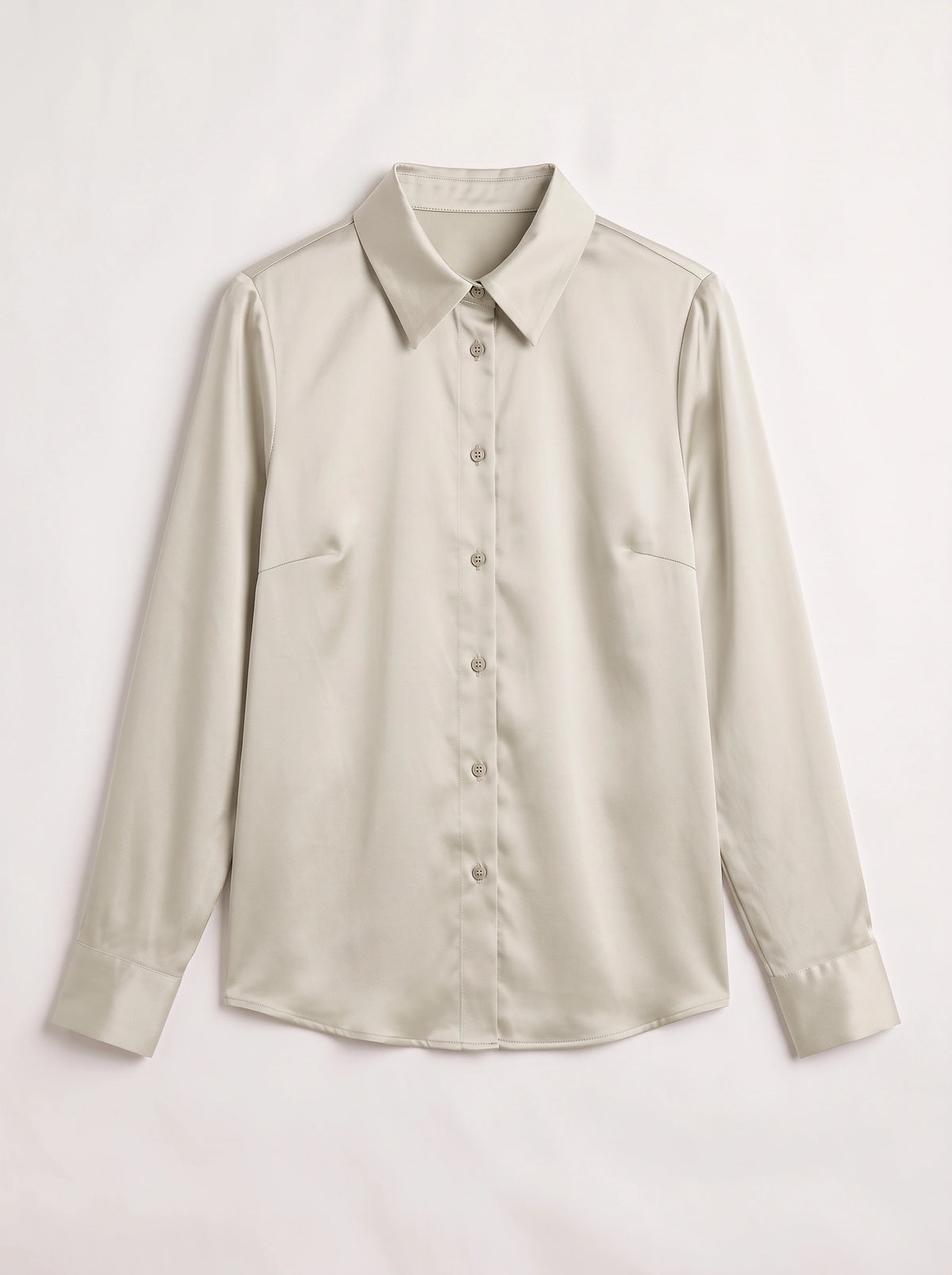 Poyntra Classic Collar Shirt – Satin Blouse Women Office Work Formal Elegant Long Sleeve Shirt