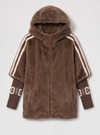 Logfyne Faux Fur Hooded Jacket – Oversized Zip-Up Women Casual Streetwear Athleisure Longline Jacket