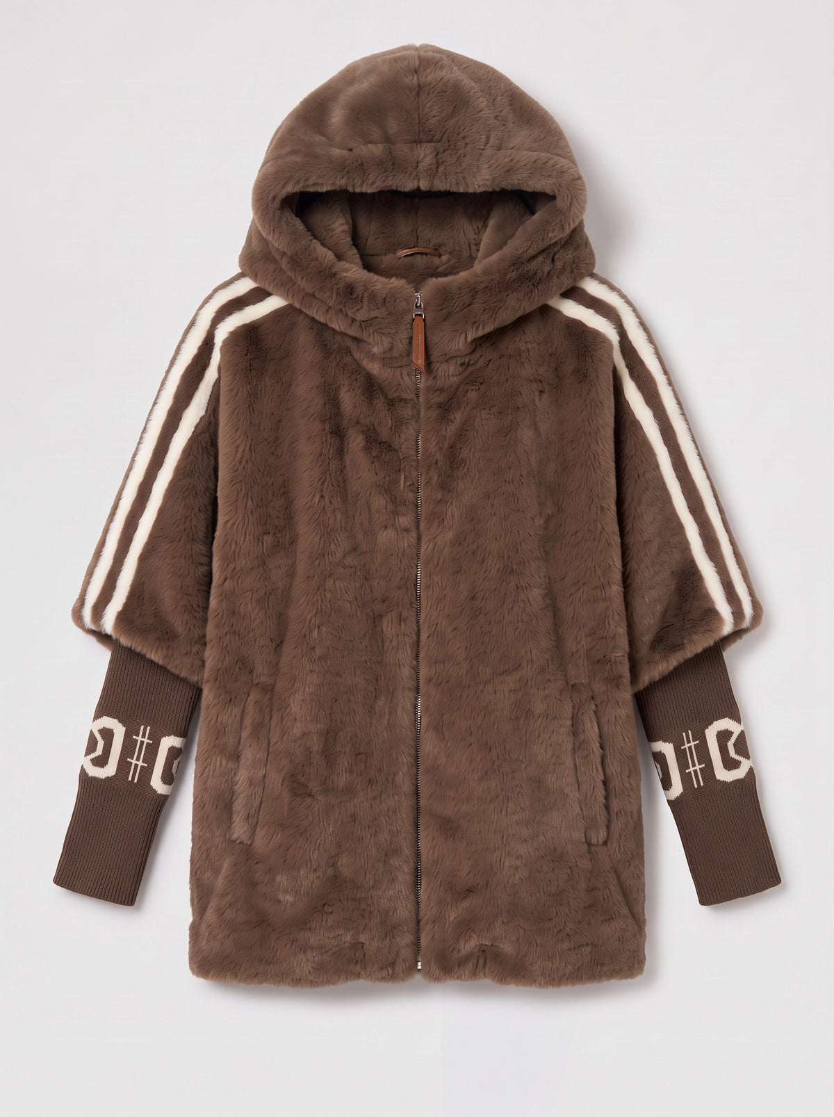 Logfyne Faux Fur Hooded Jacket – Oversized Zip-Up Women Casual Streetwear Athleisure Longline Jacket