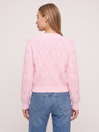 Ribbowe Cable-Knit Bow Cardigan – Women Cropped V-Neck Button-Front Sweater Casual Autumn Cardigan