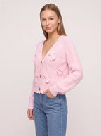Ribbowe Cable-Knit Bow Cardigan – Women Cropped V-Neck Button-Front Sweater Casual Autumn Cardigan