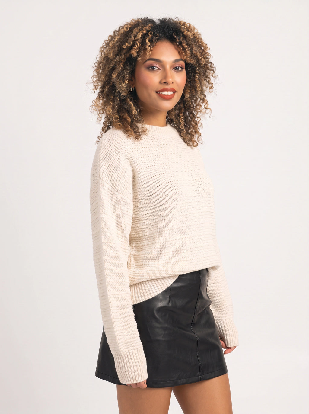 Drophane Chunky Knit Jumper – Oversized Crew Neck Women Casual Relaxed Fit Sweater Fall