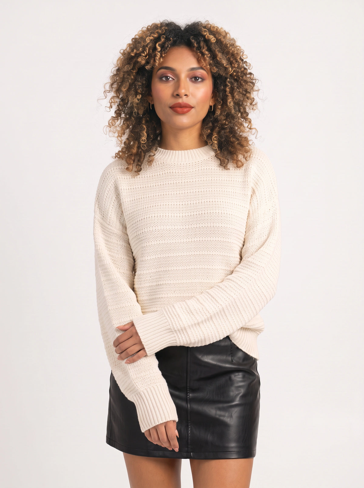 Drophane Chunky Knit Jumper – Oversized Crew Neck Women Casual Relaxed Fit Sweater Fall