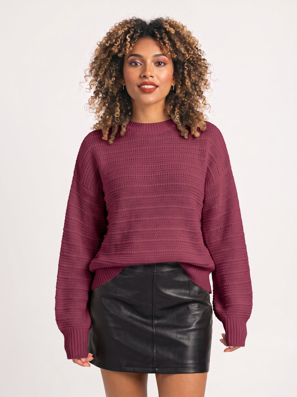 Drophane Chunky Knit Jumper – Oversized Crew Neck Women Casual Relaxed Fit Sweater Fall