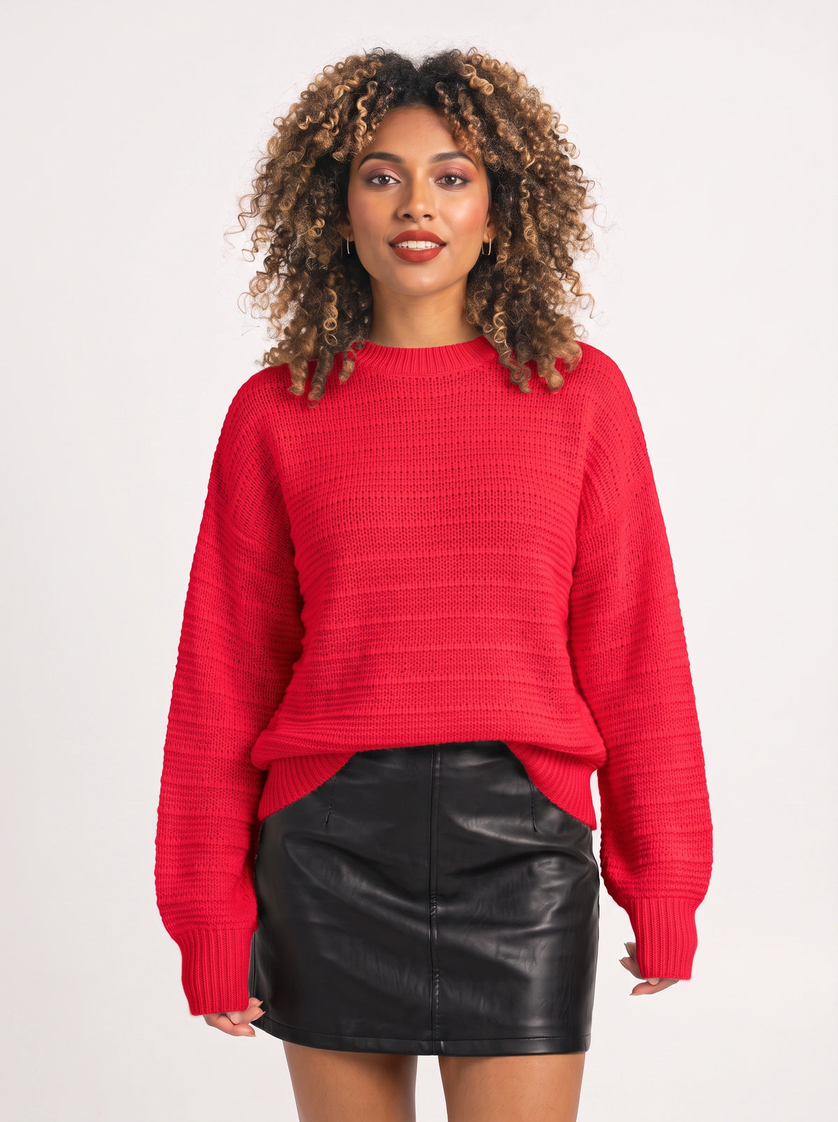 Drophane Chunky Knit Jumper – Oversized Crew Neck Women Casual Relaxed Fit Sweater Fall