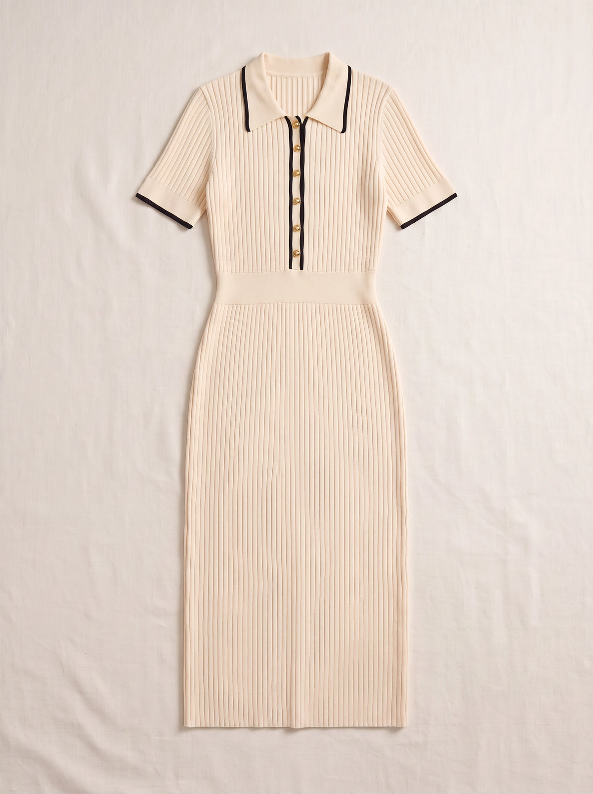 Pipenne Ribbed Collar Midi Dress – Knit Midi Dress Women Vintage Office Work Winter Smart Casual